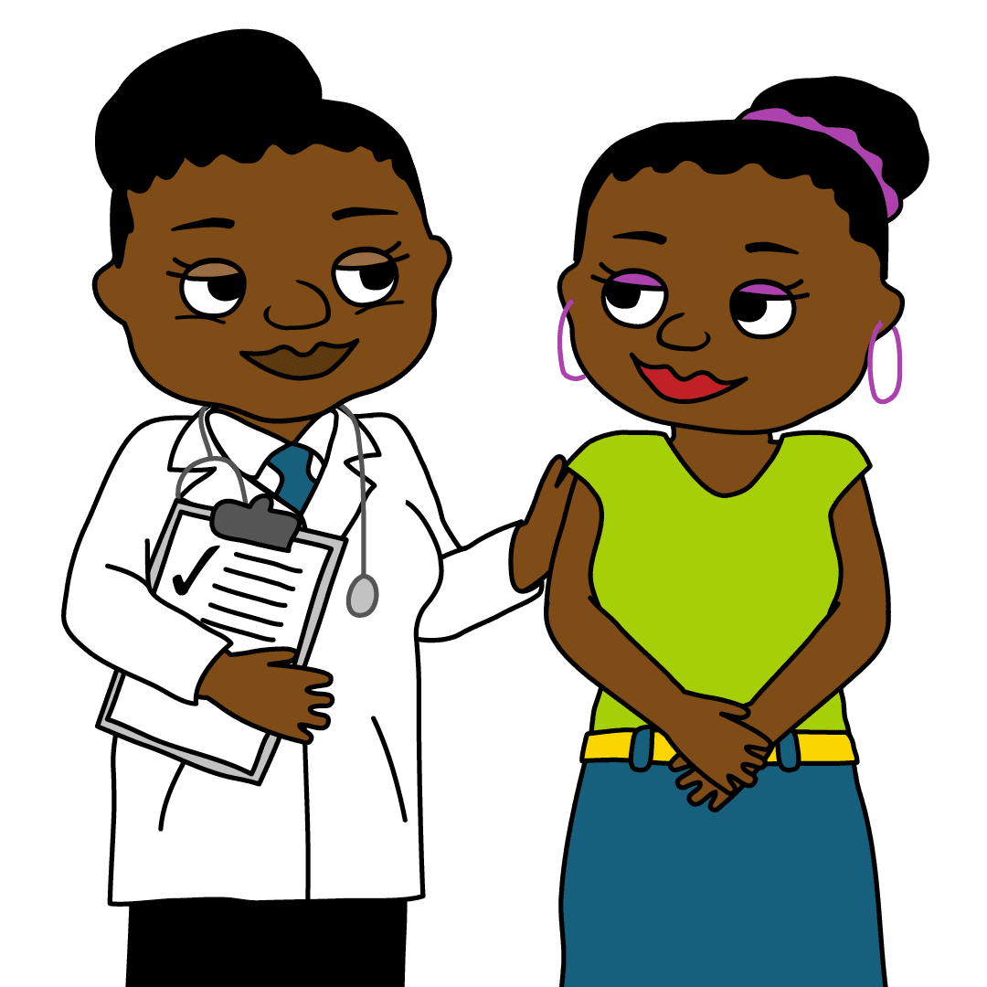 Girl with female doctor.